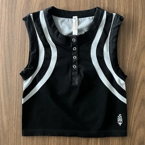 Free People FP Movement Free Kick Cropped Henley Muscle Tank M/L Black NWT ($48) - Picture 1 of 9