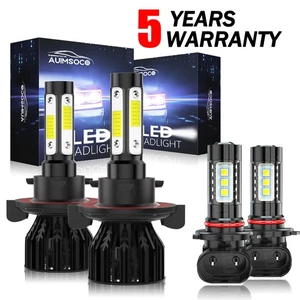 For Dodge Challenger 2009-2010 4PC 6000K LED Headlight Hi/Lo Fog Light Bulbs Kit - Picture 1 of 10