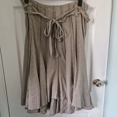GEORGE Womens Linen Blend Full Pleated Khaki Skirt Size 16 - Image 1 of 4