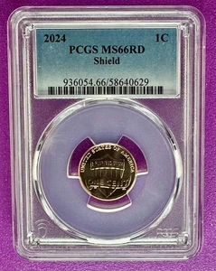 2024 1c Lincoln Shield Cent PCGS MS66RD (629) - Picture 1 of 2