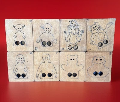 Lote de 8 troquelados de madera raros ACCUCUT FINGER TÍTERE ~ Familia y animales Accu-Cut Foto 1 de 4