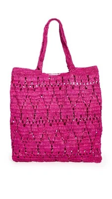 Mar Y Sol Handmade Woven Pink Summer Beach Bag Straw Raffia Tote Purse New W Tag - Image 1 of 3