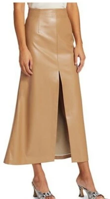 New Skirt 100% Original Lambskin Beige Leather Women Hollywood Party Style 288 - Image 1 of 4