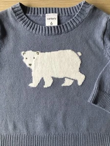 Suéter para niños talla 6 meses oso polar jersey azul gris bebé carter - Imagen 1 de 12