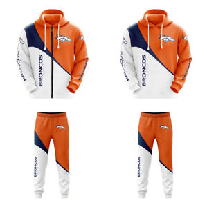 Denver Broncos Tracksuit Mens Casual Hoodie Pants Set Sweatsuit Sportswear Gifts