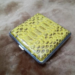 Neues handgefertigtes gelbes Schlangenleder Zigarettenetui Box für 20 Zigaretten - Bild 1 von 8