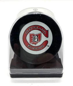 Cleveland Barons NHL Hockey Puck Inglasco Vintage Logo Free Display Case - Picture 1 of 4