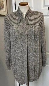 Vintage Dannita Women’s Baby Alpaca Tan Gray Knitted Heavy Weight Cardigan EUC! - Picture 1 of 16