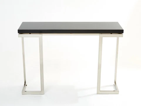 Guy Lefevre for Maison Jansen black lacquer chrome console table 1970s Cover