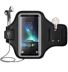 Galaxy S20+/S10+/S9+ Armband Gym Run/Jog/Exercise Workout Arm Band Case (Black) - Picture 1 of 7