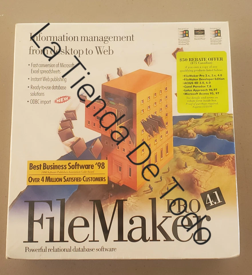 VINTAGE 1998 OLD NEW STOCK COMPUTER CD ROM FILE MAKER pro 4.1 FOR WINDOWS - Image 1 of 4