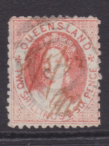 QUEENSLAND RARE 1882 2/6d Dull Scarlet QV CHALON SG 121 CV$80+ (NF95) Cover
