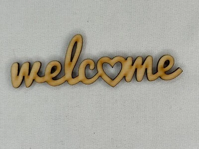 Corte láser personalizado sin terminar palabra bienvenida forma madera artesanía recorte Foto 1 de 2