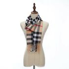 Winter Unisex 100% Cashmere Plaid Scotland Made Solid Striped Scarves Wool Scarf