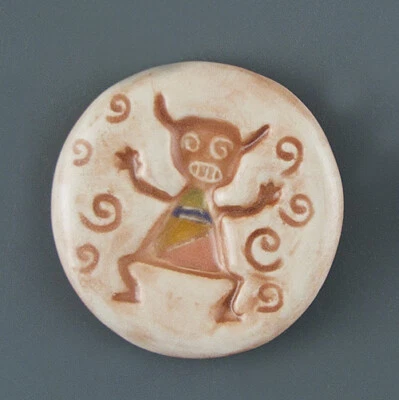 ARTISAN MADE CERAMIC BUTTON WITH SOUTHWEST DESIGNS - Image 1 of 4