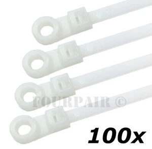 100 Stck. Posten - 8 Zoll Befestigung Kopf Schraube Nagel Loch Kabel Reißverschluss Kabelbinder 50 Pfund - weiß - Bild 1 von 1