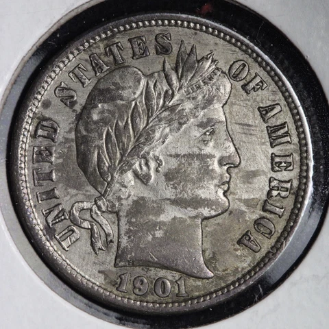 1901 Barber Silver Dime CHOICE AU E523 WEC Cover