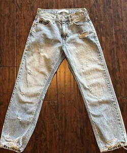 Kancan Women's Jeans Boyfriend Blue Denim High Rise Distressed Size 24 - Picture 1 of 5