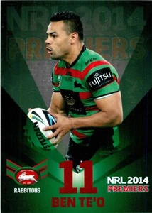 2014 SOUTH SYDNEY RABBITOHS NRL Premiers Card BEN TE'O Green - Picture 1 of 3