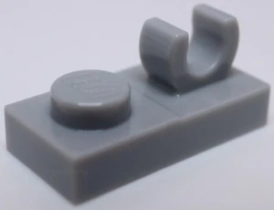 Lego 15x Light Bluish Gray Plate Modified 1 x 2 with Clip with Center Cut on Top - Picture 1 of 1