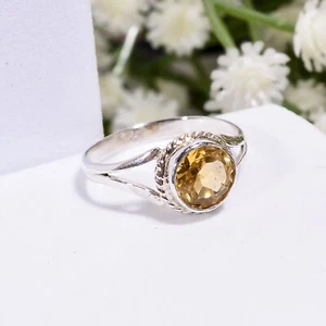 Anillo de mujer hecho a mano de plata esterlina 925 con piedras preciosas de citrino regalo de San Valentín todas las tallas - Imagen 1 de 4