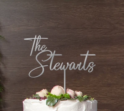 Topper de pastel dorado para boda, adorno de pastel personalizado, pastel de boda rústico Foto 1 de 4