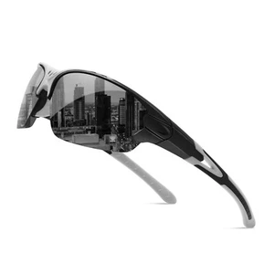 Mens Women's Black Shield Wraparound Sports Running Reflective Mirror Sunglasses - Picture 1 of 7