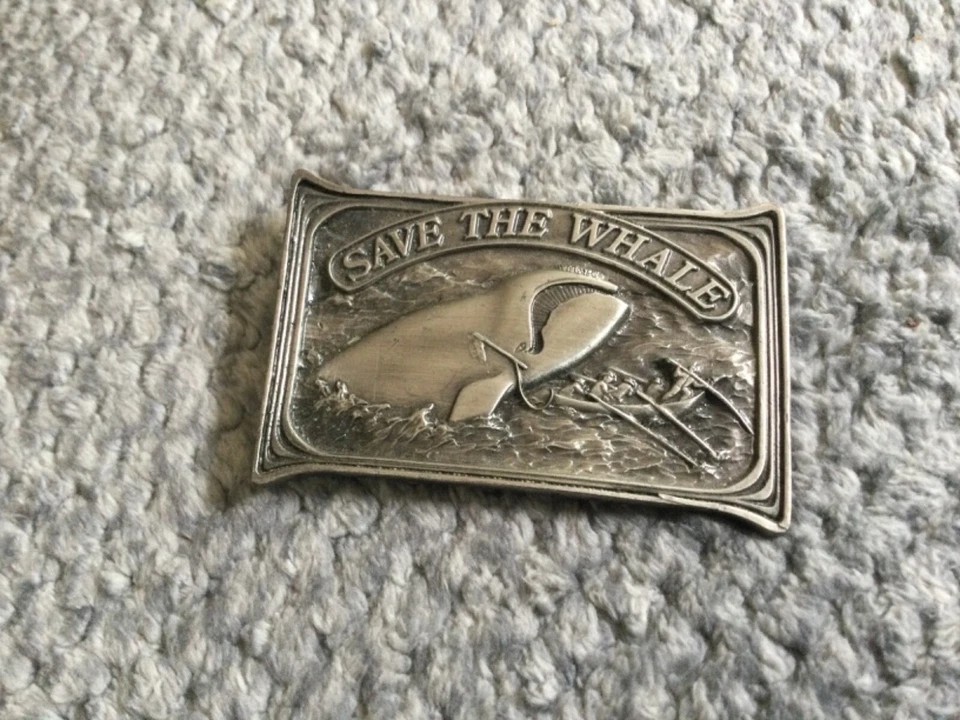 Save the Whale Belt Buckle -1976 Pewter- New - Image 1 of 1