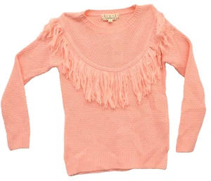 Pink Republic Big Girls Fringe-Front Sweater Peachy Large 12-14 - Picture 1 of 3