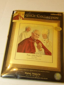 The Gold Collection Papal Tribute Pope John Paul II Cross Stitch Kit Dimensions - Picture 1 of 3