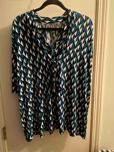 Worthington Damen 1X grün schwarz Stretch elegante Ärmel Tanktop geometrisches Muster - Bild 1 von 7