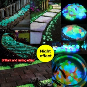 Glow In The Dark Pebbles Luminous Stones Garden Walkaway Aquarium Fish Tank - Picture 1 of 12