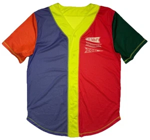 Zumba Prep Unisex Baseball Button Up Mesh Jersey Shirt Adult L Neon Colorblock - Picture 1 of 5