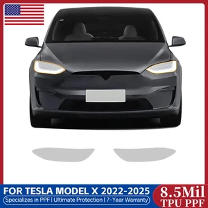 2022-2025 Tesla Model X Headlights Precut Paint Protection Film Gloss PPF TPU - Picture 1 of 18