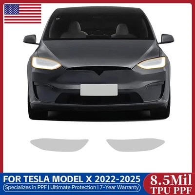2022-2025 Tesla Model X Headlights Precut Paint Protection Film Gloss PPF TPU - Image 1 of 4