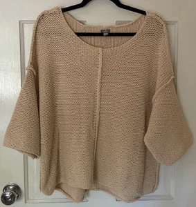 Aerie beige Strick Kurzarm Pullover Damen Medium Baumwolle Nylon neu ohne Etikett - Bild 1 von 12