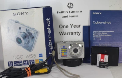 1 ano de garantia Sony Cyber-Shot DSC-W55 câmera digital na caixa COMPLETA + cartão de memória - Imagem 1 de 4