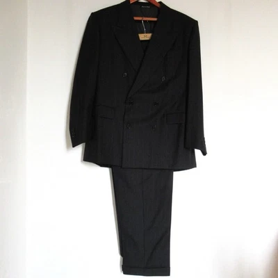 Pal Zileri Loro Piana Suit Mens 50R 40R Gray Pinstripe Wool Tasmanian Pleated - Image 1 of 4