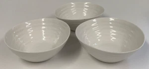 SOPHIE CONRAN FOR PORTMEIRION 3 X CEREAL BOWLS WHITE RIPPLE CONTEMPORARY DINING - Picture 1 of 5