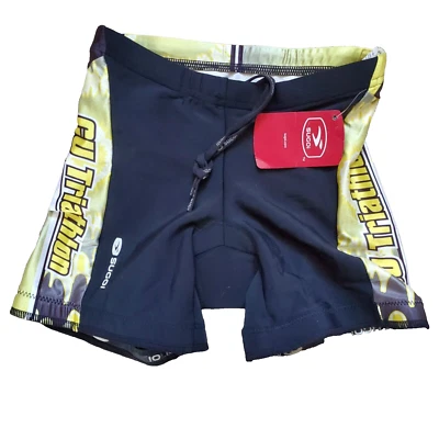 Pantalones Cortos SUGOI Mujer XS Negro Amarillo ACOLCHADO CICLISMO CU Boulder Triatlón Bicicleta Foto 1 de 4