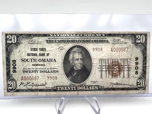 1929 $20 South Omaha Nebraska Stock Yards National Bank Note (Low Serial) Lot.65 - Picture 1 of 9