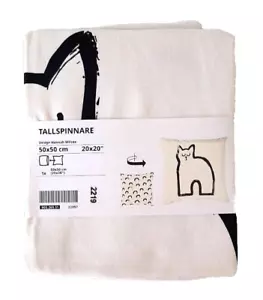 One Ikea TALLSPINNARE Pillow cushion cover cat off-white / black 20x20" NEW - Picture 1 of 11