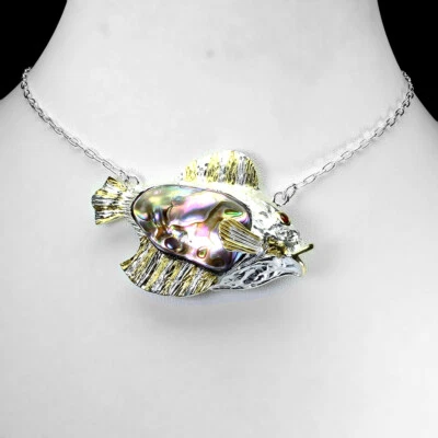 925 Argento Sterling Collana Madreperla 32x19mm Granato Gemma Gioielli 22 - Immagine 1 di 4