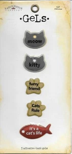 KAREN FOSTER DESIGNS Epoxy Gel Stickers Embellishment Kitty Cat Pet Tags - Picture 1 of 1