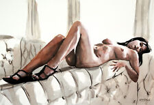 Limited edition Signed Print from Original painting. Akt nude erotik signiert