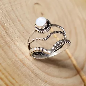 Rainbow Moonstone Gemstone Ring 925 Sterling Silver Handmade Christmas Gift Ring - Picture 1 of 8