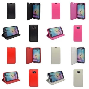 Para Samsung Galaxy S6 Borde Funda Deslizable Cuero De PU Soporte Tarjeta Ranura - Imagen 1 de 20