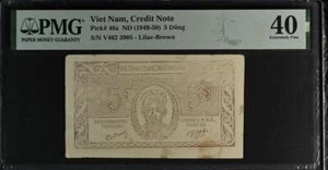 Vietnam P-46a 5 Dong 1949-50 Tin Phieu "Credit Note" PMG 40 Stains - Picture 1 of 2