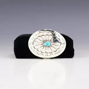 SCATOLA NATIVI AMERICANI NAVAJO ARGENTO STERLING E TURCHESE - Foto 1 di 7