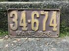 Authentic Vintage 1926 Maine License Plate Antique Metal License Plate Auto Tag